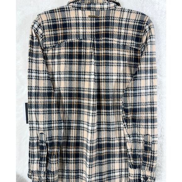Oneill Zuma Superfleece Shacket Size S NWT Snap-Up Plaid Chest Pocket Side Pkt - Picture 2 of 10